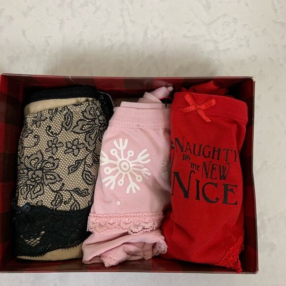 Rene Rofe Intimates Christmas Panties LARGE Set of 3 Naughty is the New Nice NEW - Picture 3 of 5